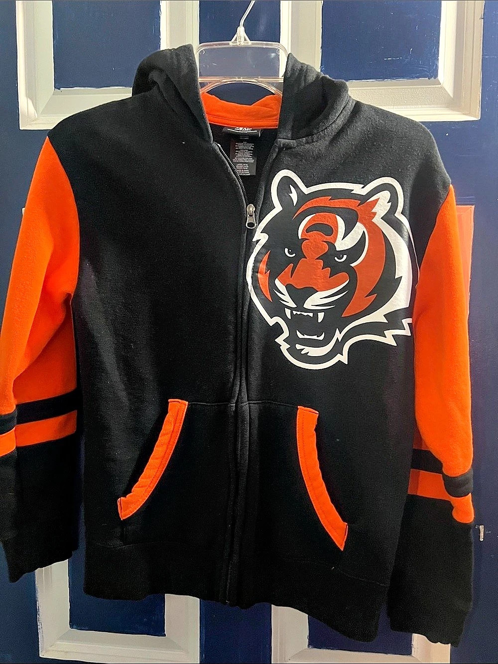 NFL Team Apparel Cincinnati Bengals Youth Full Zip Hoodie Boys Large